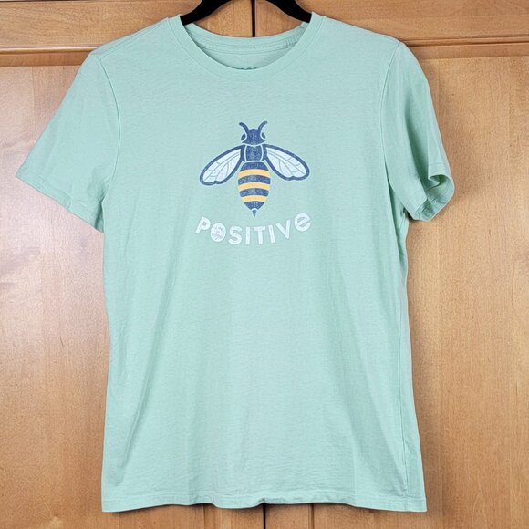 Life is Good Light Green Short Sleeve Crew Neck Bee 🐝Positive Tee - S - Picture 1 of 7